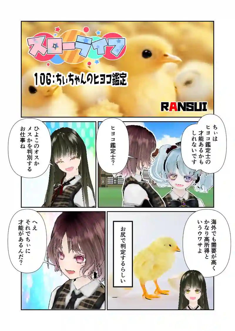 106スローライフ　ちぃちゃんのヒヨコ鑑定