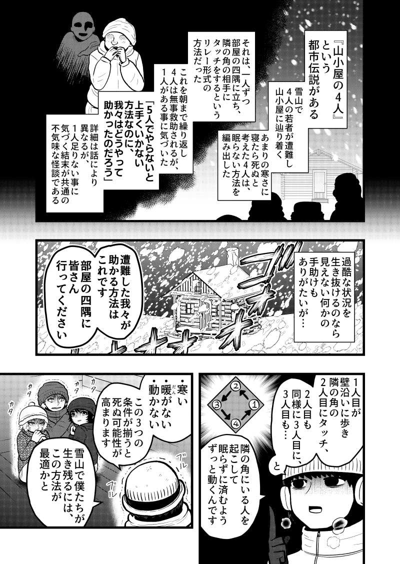 VS. 山小屋の４人