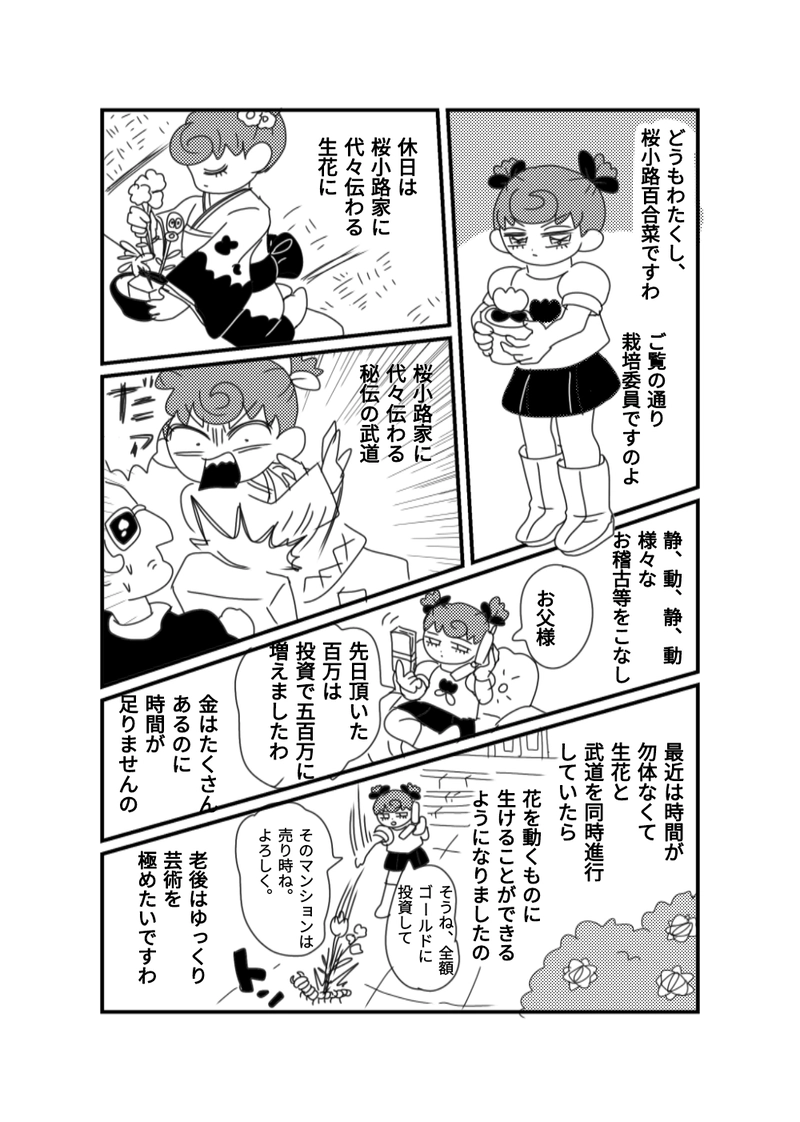 登場人物紹介漫画①　横山　野山　目黒　桜小路